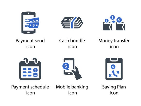 Banking Icon Set 7: Glyph Icons for Modern Graphics