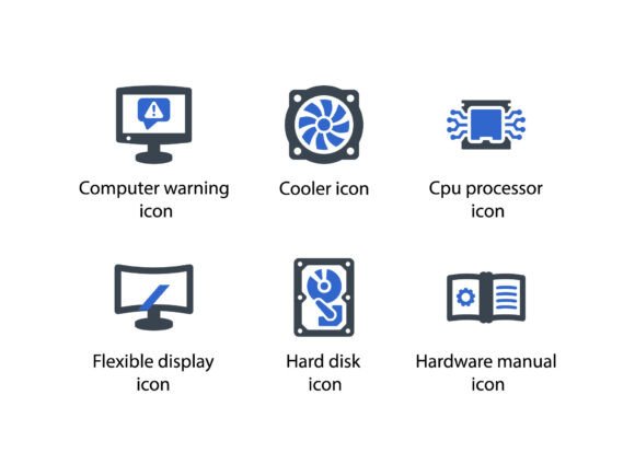 Computer Hardware Icon Set 3: Graphics & Icons for Digital Sellers