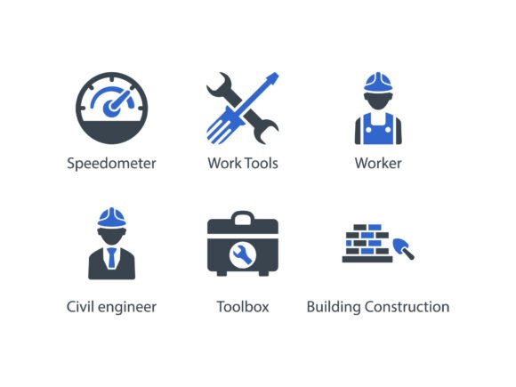 Construction Blue Icon Set 1: Graphics & Icons for Crafters