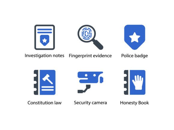 Crime Investigation Icon Set 1: Graphics & Icons for Themed Branding