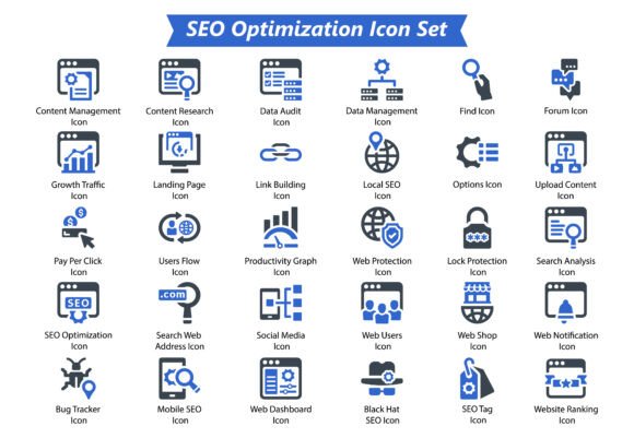 SEO Optimization Icon Set: Graphics & Icons for Handmade Brands