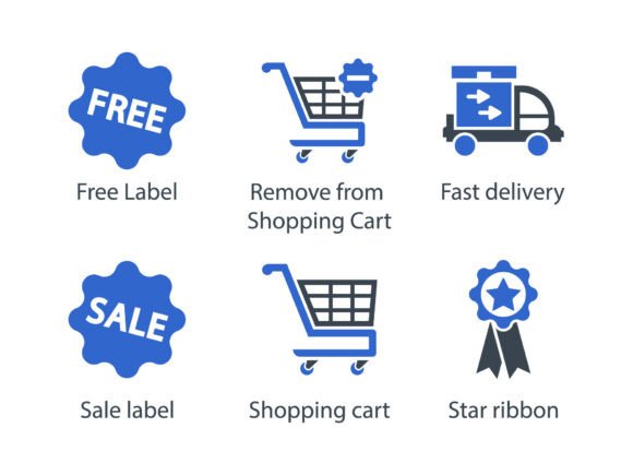 Stitching E Commerce Shopping Icon Set 2